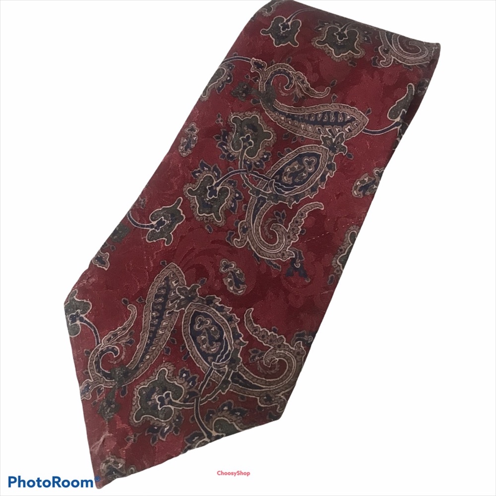 Pierre Cardin Paisley Tie Maroon Blue Tan Green Polyester Brand New